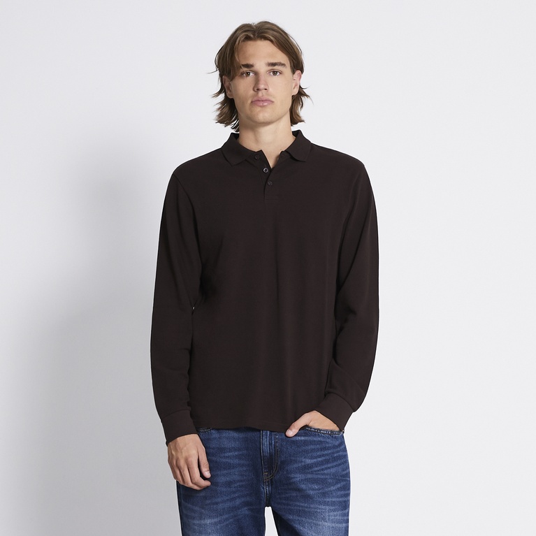 Long sleeve polo shirt "Aiden" Dark Brown
